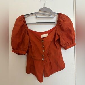 Capulet Rust Puff Sleeve Blouse size xs/s